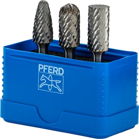 Pferd Carbide Bur Set 3 Piece OMNI Cut 1/4'' Shank Plastic Case 28038